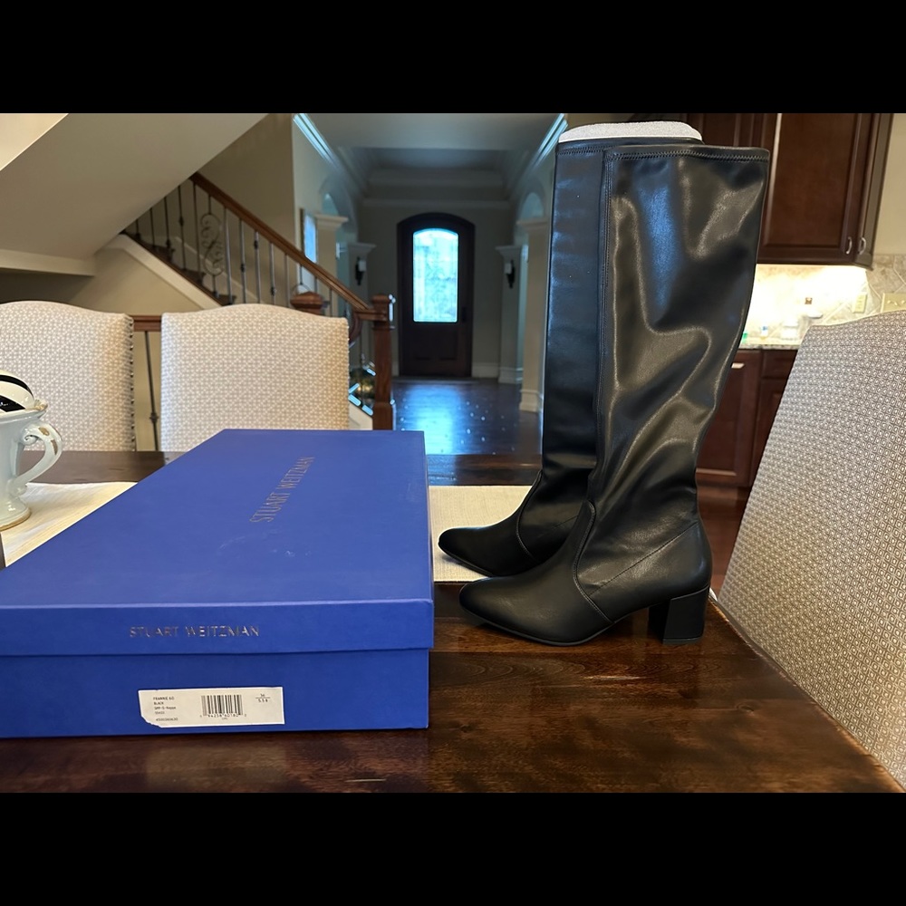 Black leather Stuart Weitzman Franny 60 boots
